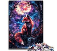 Puzzle 1000 pièces pour Adolescents Renard sous la Lune pour Les 14 Ans et Plus Jeu de Quiz Activités Amusantes à la Maison, Cadeau d'anniversaire, Cadeaux de Voyage 50x75cm