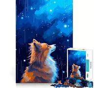 Puzzle 1000 pièces pour Adolescents Renard sous la Pluie Pixel Art Bords précis Activité intellectuelle Jeu de détente Cadeau d'anniversaire Artistique (38x52cm)