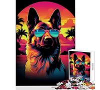Puzzle 1000 pièces pour Adolescents représentant Un Berger Allemand au Style rétro Décoration intérieure Jouet Cadeau d'anniversaire Jeu éducatif Chaque pièce est Unique Dimensions 50x75cm