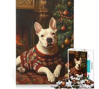 Puzzle 1000 pièces pour Adolescents, représentant Un Bull-Terrier en Pull, Jeu Relaxant, Anti-Stress, Cadeau Original pour Un Anniversaire ou Noël, 38x26cm