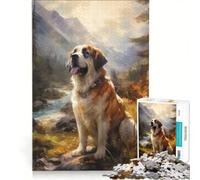 Puzzle 1000 pièces pour Adolescents représentant Un Chien Saint-Bernard décoration Murale Difficile et Stimulant pour Les Amateurs de Jeux 50x75cm