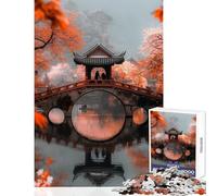 Puzzle 1000 pièces pour Adolescents représentant Un Pont Chinois et Une pagode Jeu Anti-Stress Cadeau d'anniversaire Jeu éducatif Collection d'artistes Beaux-Arts Format 38x52cm