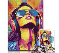 Puzzle 1000 pièces pour Adolescents, représentant Une Femme Portant des Lunettes Jeu éducatif et Stimulant, idéal comme Cadeau pour Toute la Famille (38x26cm)
