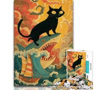 Puzzle 1000 pièces pour Adolescents Requins et Chats, Jeu Familial Anti-Stress, défi Difficile, renforce l'amour Entre Couples (75x50cm)