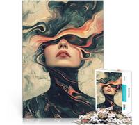 Puzzle 1000 pièces pour Adolescents Résumé Femme en Train de se Noyer Jeu Stimulant avec Affiche et Feuille de Questions correspondantes 52x38cm