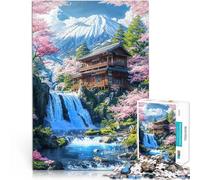 Puzzle 1000 pièces pour Adolescents Retraite paisible au Mont Fuji Assemblage du modèle Renforcer l'amour Entre Les Couples 52x38cm