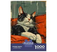 Puzzle 1000 Pièces pour Adolescents Retro Tuxedo Cat Sleeping Puzzle Jeux Relaxants pour S'amuser en Famille Cadeaux Uniques pour Un Anniversaire Et Noël 52x38cm/1000pcs