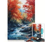Puzzle 1000 pièces pour Adolescents Rêves de Cascade d'automne Jeu de réflexion aux Bords Nets Activité Amusante et relaxante pour Un Anniversaire (38x52cm)