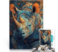 Puzzle 1000 pièces pour Adolescents Rhinocéros Animal Jouet éducatif d'apprentissage Car C'est Un pour Toute la Famille 38x26cm