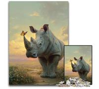 Puzzle 1000 pièces pour Adolescents, rhinocéros et Oiseaux, en Carton, Jeux, Jouets, Cadeau, pour renforcer l'amour Entre Couples, à partir de 14 Ans, 26x38cm