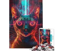Puzzle 1000 pièces pour Adolescents Rituel du Chat Ancien Stimule Le Cerveau Décoration Murale Jouet Convient aux Personnes de 14 Ans et Plus (38x26cm)