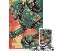 Puzzle 1000 pièces pour Adolescents Robot Bleu rétro en Mouvement décoration Murale pour Un Père Noël Secret Jeu Impossible pour se détendre et se Relaxer Dimensions 50x75cm