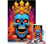 Puzzle 1000 pièces pour Adolescents Roi des crânes Fous d'halloween Difficile Difficile Cadeau d'anniversaire, Cadeaux, décoration Murale 52x38cm