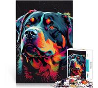 Puzzle 1000 pièces pour Adolescents Rottweiler Chien coloré Jeu Familial Anti-Stress Défi Difficile Décoration Parfaite 75x50cm