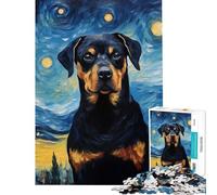 Puzzle 1000 pièces pour Adolescents Rottweiler Van Gogh Jeu éducatif défi Jouet de détente Analyse et logique Idée Cadeau (Dimensions 50x75cm)