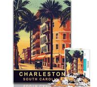 Puzzle 1000 pièces pour Adolescents, Rues de Charleston, Jeu Stimulant et Jeu Familial avec des pièces de Formes aléatoires entièrement emboîtables 38x26cm