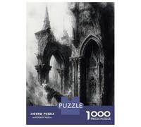 Puzzle 1000 Pièces pour Adolescents Ruined Gothic Architecture in Monochrome Puzzles pour Adultes, Jouet, Décoration Murale, Art Mural, Idéal comme Cadeau pour Toute La Famille 70x50cm/1000pcs