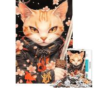 Puzzle 1000 pièces pour Adolescents samouraï égyptien Chat Mau avec épée Puzzle pour Adultes décoration Murale améliore la mémoire Cadeau pour Amis et Famille (Taille 50x75cm)