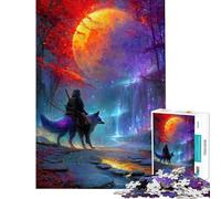 Puzzle 1000 pièces pour Adolescents Samouraï et Renard sous Une Lune géante Puzzle pour Adultes Jeu Manuel Décoration intérieure Interaction Parent-Enfant (Dimensions 38x52cm)