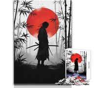 Puzzle 1000 pièces pour Adolescents Samouraï Lune Rouge - Un Jeu apaisant et Relaxant à la Maison, découpé avec précision Dimensions:50x75cm