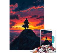 Puzzle 1000 pièces pour Adolescents Samouraï Solitaire au Coucher du Soleil Défi intellectuel Jouet addictif et Relaxant Décoration Murale Idée Cadeau (38x26cm)