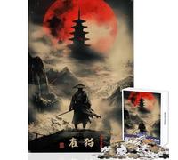 Puzzle 1000 pièces pour Adolescents Samouraï Solitude Lune Rouge Jeu éducatif pour Les Jeux Jeu Pratique et Stimulant Dimensions 38x52cm