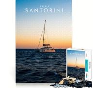 Puzzle 1000 pièces pour Adolescents Santorini Décoration soignée des articulations Jouet d'exercice Mental Jeu de détente Cadeau Amusant de Noël (38x26cm)