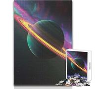 Puzzle 1000 pièces pour Adolescents - Saturne Lumineux dans Un Arc-en-Ciel - Jeu intellectuel - Idéal pour se détendre à la Maison - Cadeau de Noël Secret - Dimensions : 50x75cm