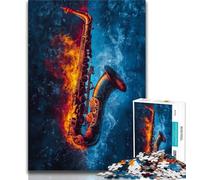 Puzzle 1000 pièces pour Adolescents Saxophone Glace et Feu 1000 pièces pour Adolescents Cadeaux Secret Santa pour Les 14 Ans et Plus 38x26cm