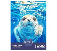 Puzzle 1000 Pièces pour Adolescents Seal Underwater with Bubbles Illustration Puzzles pour Adultes pour S'amuser en Famille Stimule Le Cerveau Jeu Au Design Élégant 70x50cm/1000pcs