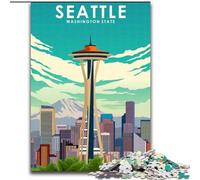 Puzzle 1000 pièces pour Adolescents Seattle Washington Voyage, adapté aux Personnes de 14 Ans et Plus Jeux éducatifs Cadeaux du Père Noël Secret 50x75cm