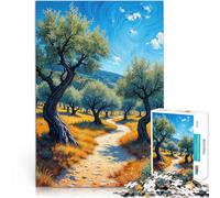 Puzzle 1000 pièces pour Adolescents Sentier de l'Oliveraie Réduction du Stress intéressante Décoration d'intérieur 38x26cm
