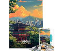 Puzzle 1000 pièces pour Adolescents Séoul Corée du Sud Illustration Jeux éducatifs Jouets d'apprentissage Cadeau d'anniversaire décoration intérieure (Taille 38x26cm)