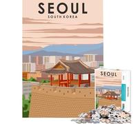 Puzzle 1000 pièces pour Adolescents Séoul Corée du Sud Jeux relaxants et addictifs pour développer la Patience pour Les Amateurs de Jeux et de découpe de précision (38x26cm)