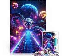 Puzzle 1000 pièces pour Adolescents Serpent Cosmique Planètes spatiales Casse-tête pour avec Affiche et Feuille de Questions correspondantes 52x38cm