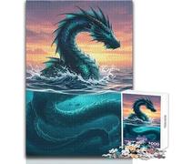 Puzzle 1000 pièces pour Adolescents - Serpent de mer sortant de l'océan - Détendez-Vous et Profitez d'un Moment de Plaisir - Assemblage sans Couture - Haute précision - Dimensions:38x52cm