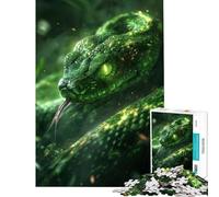 Puzzle 1000 pièces pour Adolescents Serpent néon Vert Jeu intellectuel Jeu Impossible Analyse et logique Cadeau d'anniversaire (Dimensions 38x26cm)