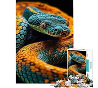 Puzzle 1000 pièces pour Adolescents Serpent Orange et Vert Jouet addictif pour cultiver la Patience Casse-tête décoration Parfaite (Taille 38x52cm)