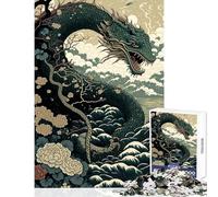 Puzzle 1000 pièces pour Adolescents Serpent Ukiyo E Japon Chine Jeu éducatif Cadeaux pour Femmes Jouets à Monter soi-même Cadeaux pour Amis et Famille (75X50CM)