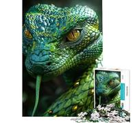 Puzzle 1000 pièces pour Adolescents Serpent Vert Gros Plan Jeu éducatif Jouet Jeu intellectuel Cadeau pour Anniversaires Apprentissage éducatif (Dimensions 38x52cm)