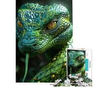 Puzzle 1000 pièces pour Adolescents Serpent Vert Gros Plan Jouets éducatifs Jeux de détente Cadeau d'anniversaire (Dimensions 75x50cm)