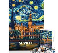 Puzzle 1000 pièces pour Adolescents Séville Espagne Style Nuit étoilée Jeu Amusant à Assembler Jouet Anti-Stress Chaque pièce est Unique (50x75cm)