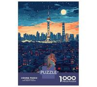 Puzzle 1000 Pièces pour Adolescents Shanghai Skyline Night Puzzles pour Adolescents, Casse-tête, Jeu D'assemblage De Motifs, Cadeau d'anniversaire Unique 70x50cm/1000pcs
