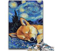 Puzzle 1000 pièces pour Adolescents Shiba Inu Ciel Nocturne Activités familiales Amusantes à la Maison, Cadeau d'anniversaire, Cadeaux de Voyage, pour Les Enfants de 14 Ans et Plus 26x38cm