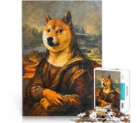 Puzzle 1000 pièces pour Adolescents Shiba Inu Mona Lisa Jouets de Jeu pour Cadeau Familial Cadeau d'anniversaire, Cadeaux 38x26cm