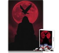 Puzzle 1000 pièces pour Adolescents - Silhouette, Aigle et Lune Rouge - Jeu intellectuel - Idéal pour se détendre à la Maison - Cadeau de Noël Secret - Dimensions : 38x52cm