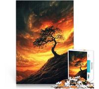 Puzzle 1000 pièces pour Adolescents Silhouette d'arbre au Coucher du Soleil Impossible Liste de souhaits avec Le Père Noël 75x50cm