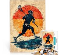 Puzzle 1000 pièces pour Adolescents Silhouette de Joueur de Crosse Jouet éducatif d'apprentissage Cadeaux d'anniversaire 26x38cm