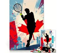 Puzzle 1000 pièces pour Adolescents Silhouette de Joueur de Tennis Canadien Décoration soignée pour Les articulations Jouet d'exercice Mental Jeu de détente Cadeau Amusant de Noël (50x75cm)