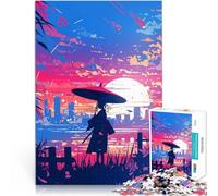 Puzzle 1000 pièces pour Adolescents Silhouette d'une Femme en Kimono Jeu intellectuel est idéal comme Cadeau pour Toute la Famille 38x26cm